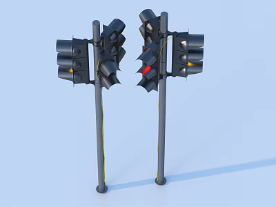 Outdoor Lights Traffic Lights with Multiple Colored Lamps Sturdy Poles for Road Safety Illumination 3d model