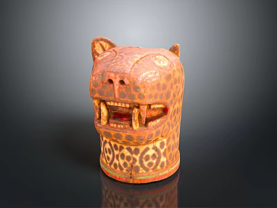 Leopard Head Sculpture With Terracotta Material Handcrafted Spotted Pattern And Decorative Design 3d model
