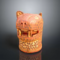 Leopard Head Sculpture With Terracotta Material Handcrafted Spotted Pattern And Decorative Design