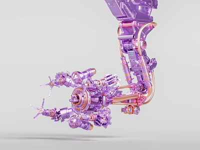 Industrial Robotic Arm With Purple Pink Complex Structure And Multiple Mechanical Joints 3d model