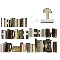 Various Colored Books Collection In Multiple Rows With Table Lamp And Small Bottles