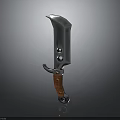 Decorative Knife With Silver Metal Blade And Brown Wooden Handle Design
