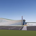 Modern Sales Office Building With Curved Green Roof And Landscaped Surroundings
