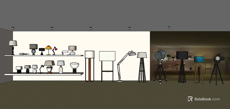 Modern Lighting Combinations Featuring Table Floor Lamps And Pendant Fixtures 3d model 