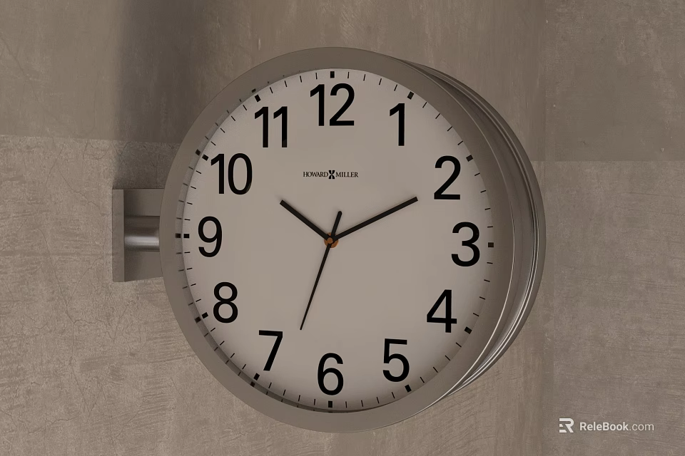 Round Wall Mounted Newgate Clock With White Dial Black Numbers And Hands 3d model 