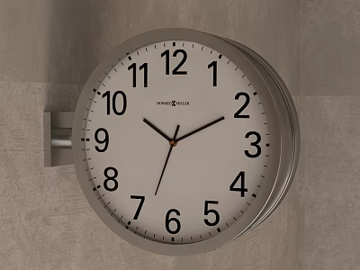 Round Wall Mounted Newgate Clock With White Dial Black Numbers And Hands 3d model