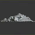 Pile of Mixed Gravel and Stones With White Powder on Gray Background