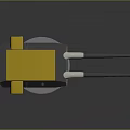 3D Model of Modern Weapon With Yellow Top Gray Body and Double Metal Rods