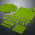 Various Geometric Shaped Green Plant Covers Displayed on Dark Background