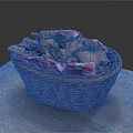 Crispy Fried Chicken in Wicker Basket with Red White Checkered Paper and Fresh Herbs