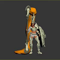 Mythical Warrior Character Wearing Silver Armor With Golden Decorations Orange Hair Giant Axe and Shield