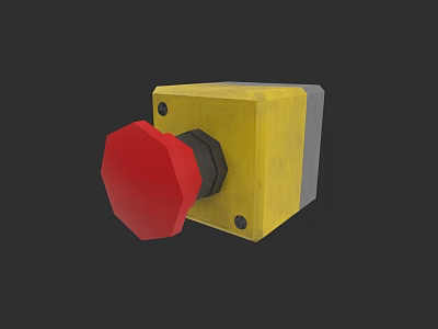 Industrial Safety Equipment Yellow Enclosure With Red Emergency Stop Button 3d model