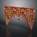 Traditional Decorative Toran With Red Orange Flowers White Beads And Tassels