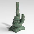 Green Artistic Landscape Sculpture Featuring Human Figure With Prayer Hands And Spiral Design