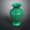 Turquoise Decorative Vase With Crackle Effect Red Rim And Glossy Base