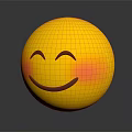 Yellow Smiling Face Decorative Ornament Set With Shiny Surface And Blushing Cheeks 3d model