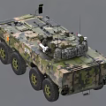 Camouflage Military Armored Functional Vehicle With Multi Wheel Design Number Insignia And Weaponry