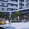 Modern Garden Landscape With Trees Shrubs Seating Areas In Plaza Near Whole Foods Market