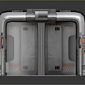 Futuristic Sci Fi Airlock Door With Metallic Gray Structure Orange Accents And Grated Platform