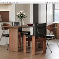 Middle ancient rectangular dining table and chair combination for more than four people 3d model