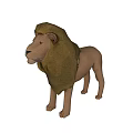 3D Rendered Lion Model With Brown Mane Standing On White Background