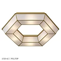 Elegant Modern Octagonal Ceiling Light With Gold Frame And White Shade 3d model