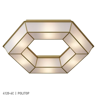 Elegant Modern Octagonal Ceiling Light With Gold Frame And White Shade 3d model