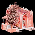 Pink Themed Floral Space With Cherry Blossom Archway And Bench In Zhongtai Scenery