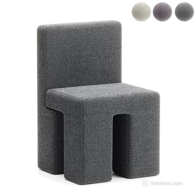 Modern Gray Fabric Single Sofa With Geometric Design For Living Room 3d model 
