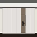 Modern White Wardrobe With Brown Accent Panel And Open Niche For Decorative Item