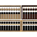 Traditional Wooden Abacuses With Light Wood Dark Brown And Black Frames And Beads