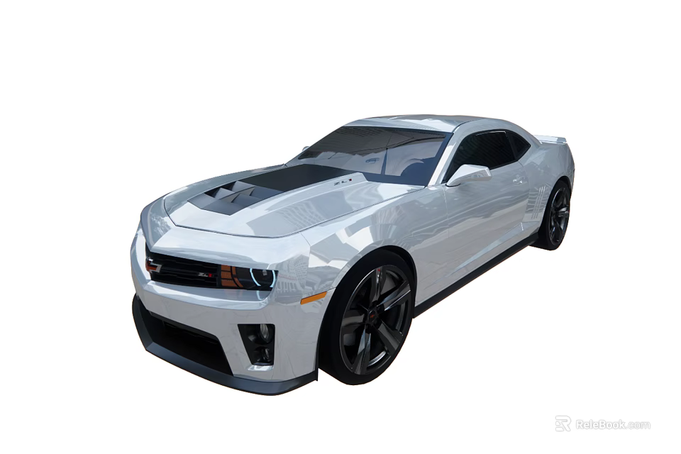 White Two Door Sports Car With Black Hood Black Wheels And Sporty Styling 3d model 