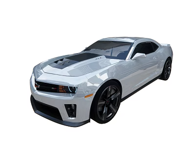 White Two Door Sports Car With Black Hood Black Wheels And Sporty Styling 3d model