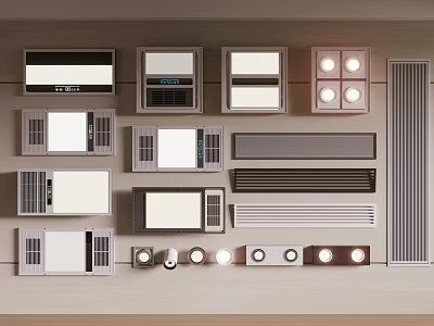 Various Interior Ventilation Grille Designs With Different Panel Styles And Light Features 3d model