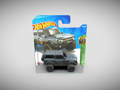 Hot Wheels Electric Toy Off Road Vehicle With Blue Packaging And Gray Model Design 3d model