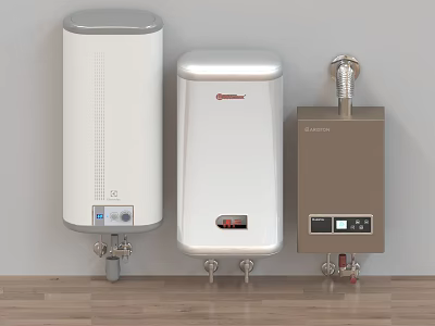 Different Types Of Wall Mounted Water Heaters As Kitchen Appliances In Home Kitchen 3d model