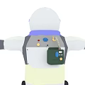 Man Wearing White and Purple Astronaut Suit with Gray Accents Arms Outstretched