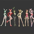 Colorful Female Characters With Animal Ear Headpieces In Leotards Striking Poses