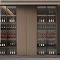Modern Wine Cabinet With Glass Doors Wine Bottles And Hanging Glasses