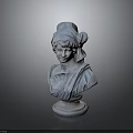 Classical Plaster Female Bust Decorative Furniture Piece With Elegant Drapery And Headdress Design