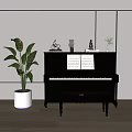 Yamaha Piano And Art Supplies Setup With Sheet Music Decorative Plants And Stool