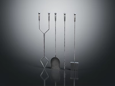 Durable Metal Hardware Tools Set of Five Assorted Shapes Standing on Smooth Surface With Reflections 3d model
