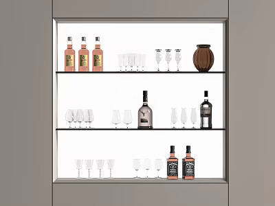 Wine Whiskey Wine with Goblet Drinks 3d model