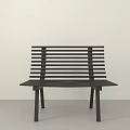 Modern Black Leisure Chair With Slat Back Design And Minimalist Structure