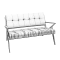 Gray Tufted Two Seater Sofa With Wooden Arms And Modern Design 3d model