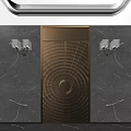 Luxurious Golden Double Door With Radiant Pattern Marble Wall And Wall Lamps