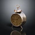 Vintage Alarm Clock With Brass Bell Numeric Dial Metallic Body On Black Background