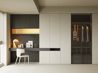 Modern desk integrated cabinet 3d model