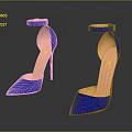 Women's Blue High Heels With Ankle Strap Pointed Toe And Stiletto Heel Design