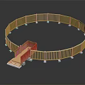 Outdoor Wooden Circular Fence Structure With Attached Steps And Platform 3d model